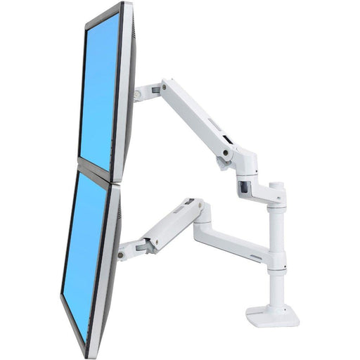 Ergotron Lx Dual Stacking Arm No Grommet Mount Bright White Texture 45-492-216 Ergotron Ergonomic Accessories