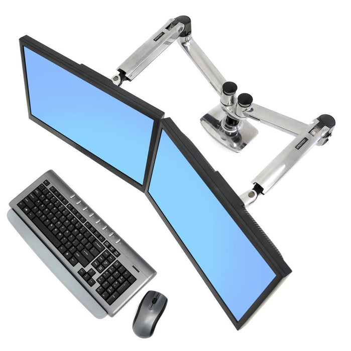 Ergotron LX Dual Side by Side Arm Desk Mount Polished Aluminium 45-245-026 Ergotron Ergonomic Accessories