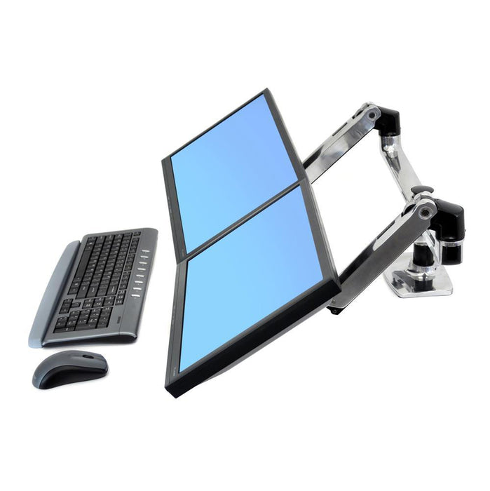Ergotron LX Dual Side by Side Arm Desk Mount Polished Aluminium 45-245-026 Ergotron Ergonomic Accessories