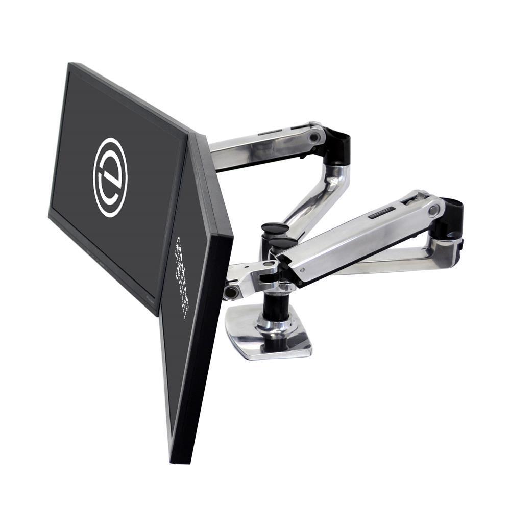 Ergotron LX Dual Side by Side Arm Desk Mount Polished Aluminium 45-245-026 Ergotron Ergonomic Accessories