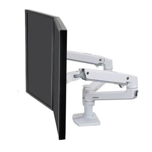 Ergotron LX Dual Side-by-side Arm No Grommet Mount Bright White Texture 45-491-216 Ergotron Ergonomic Accessories