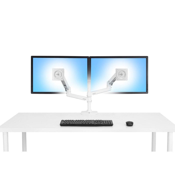 Ergotron Lx Dual Stacking Arm No Grommet Mount Bright White Texture 45-492-216 Ergotron Ergonomic Accessories